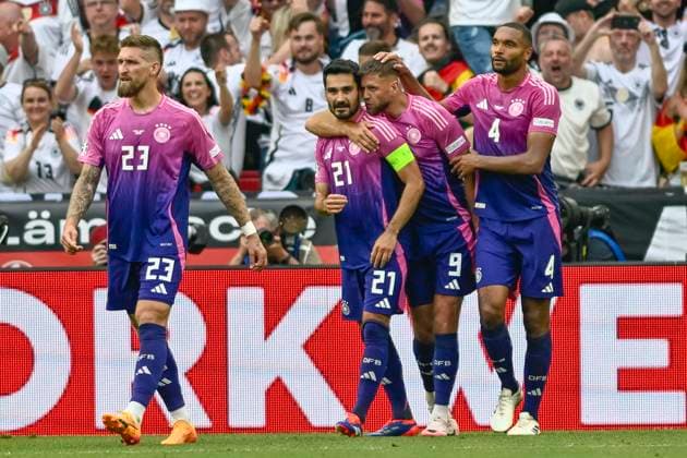 lkay Gündogan Guendogan 21, Germany cheers with the team after scoring the 2-0 goal 19 06 2024 European Football Championship in Germany Germany vs Hungary, Neckarpark, Stuttgart, Baden Württemberg Germany Copyright: xpepphotox xHorstxMauelshagenx pep00321, pep_20240619_hm