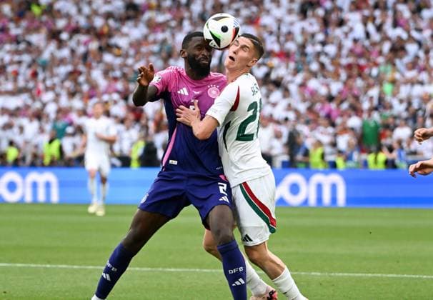 Antonio Rüdiger Germany , Roland Sallai Hungary , v li 19 06 2024, European Football Championship 2024, Preliminary round, 2 Matchday Germany Hungary 2 0 Stuttgart MHP Arena Baden Württemberg Germany Team2