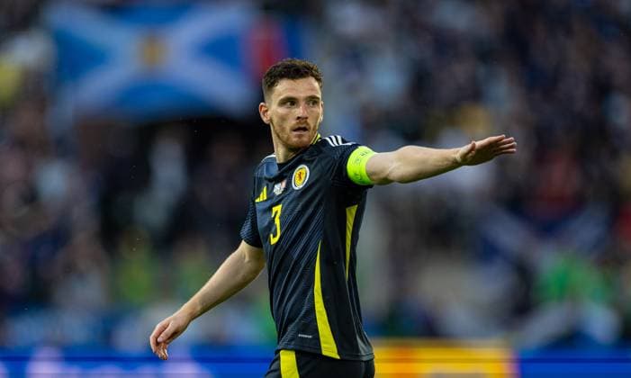Football - UEFA EURO, EM, Europameisterschaft,Fussball 2024 - Group A - Scotland v Switzerland COLOGNE, GERMANY - Wednesday, June 19, 2024: Scotland s captain Andy Robertson during the UEFA Euro 2024 Group A match between Scotland and Switzerland at the Müngersdorfer Stadium. (Photo by David Rawcliffe Propaganda) COLOGNE Müngersdorfer Stadium NORTH RHINE-WESTPHALIA GERMANY  Copyright: xDavidxRawcliffex P2024-06-19-Scotland_Switzerland-20
