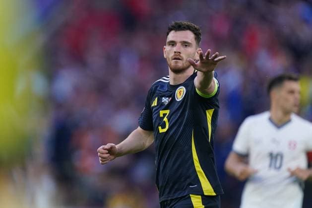 2024-06-19 Scotland v Switzerland - Group A - UEFA EURO, EM, Europameisterschaft,Fussball 2024 COLOGNE, GERMANY - JUNE 19: Andrew Robertson of Scotland during the Group A - UEFA EURO 2024 match between Scotland and Switzerland at Cologne Stadium on June 19, 2024 in Cologne, Germany. (Photo by Joris Verwijst BSR Agency) Cologne Germany Content not available for redistribution in The Netherlands directly or indirectly through any third parties. Copyright: xBSRxAgencyx