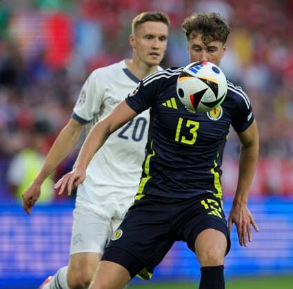 Scotland v Switzerland UEFA EURO, EM, Europameisterschaft,Fussball 2024 Group A Jack Hendry of Scotland watches the ball during the UEFA Euro 2024 Group A match between Scotland and Switzerland at RheinEnergieStadion, Cologne Copyright: xPaulxChestertonx FIL-20271-0088 UK Newspapers OUT