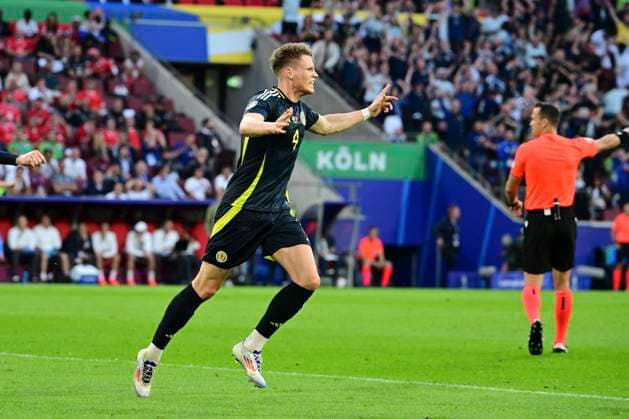 Goal celebration for 1 0 by Scott McTominay 4 Scotland , Scotland vs Switzerland, Football, UEFA Euro 2024, Group stage, Matchday 2, 19 06 2024 Cologne North Rhine-Westphalia Germany Copyright: xkolbert-press MarcxNiemeyerx
