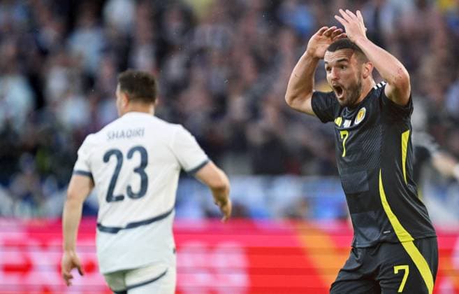 Fußball EURO 2024 Scotland - Switzerland 8711933 19.06.2024 Scotland s John McGinn reacts during the UEFA EURO, EM, Europameisterschaft,Fussball 2024 Group A soccer match between Scotland and Switzerland at the Cologne Stadium in Cologne, Germany. Alexey Filippov Sputnik Cologne Germany  Copyright: xAlexeyxFilippovx