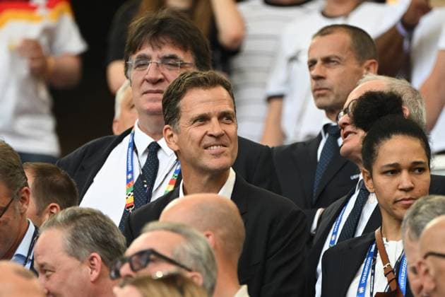 Oliver Bierhoff and Celia Sasic on the stand Football, men, season 2023 24, Euro 20204 Group A 2 matchday in Stuttgart, Germany Hungary, v l , 19 06 2024, Copyright: xMatthiasxKochx