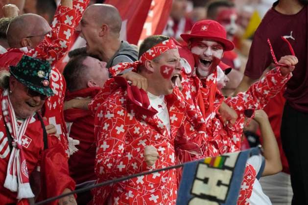Scotland v Switzerland: Group A - UEFA EURO, EM, Europameisterschaft,Fussball 2024 Swiss supporters celebrates the goal during the UEFA EURO 2024 group stage match between Scotland and Switzerland at Cologne Stadium on June 19, 2024 in Cologne, Germany. Cologne Germany  Copyright: xJosexBretonx originalFilename:breton-scotland240619_npDhB.jpg
