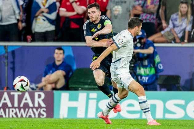 UEFA EURO 2024 Scotland Switzerland 19 06 2024 Andrew Robertson Scotland, 3 , Remo Freuler Switzerland, 8 UEFA EURO 2024 Scotland Switzerland Cologne Stadium, Cologne on 19 06 2024 Copyright: xBEAUTIFULxSPORTS Meuselx