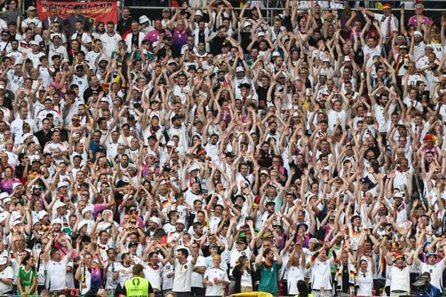 Fans and spectators of Germany cheer Football, men, season 2023 24, Euro 20204 Group A 2 matchday in Stuttgart, Germany Hungary, v l , 19 06 2024, Copyright: xMatthiasxKochx