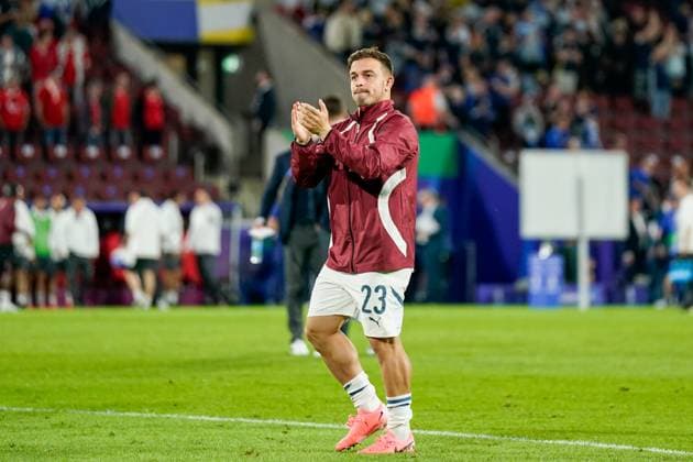 Cologne, Germany, June 19th 2024: Xherdan Shaqiri (23 Switzerland) looks dejected and disappointed with the draw result at the final whistle during the UEFA EURO, EM, Europameisterschaft,Fussball 2024 Germany Group A football match between Scotland and Switzerland at Cologne Stadium in Cologne, Germany. (Daniela Porcelli SPP) Copyright: xDanielaxPorcellix xSPPx spp-en-DaPoSp-20240619-_DP20488