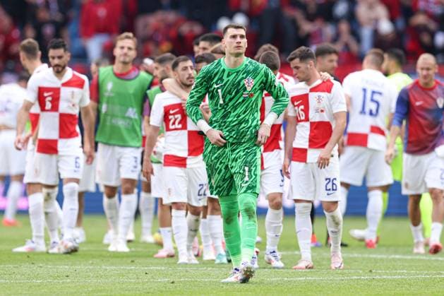 Dominik Livakovic of Croatia looks dejected on the final whistle Croatia v Albania, UEFA European Championship, EM, Europameisterschaft 2024, Group B, Football, Volksparkstadion, Hamburg, Germany, 19 Jun 2024 EDITORIAL USE ONLY No use with unauthorised audio, video, data, fixture lists, club league logos or live services. Online in-match use limited to 120 images, no video emulation. No use in betting, games or single club league player publications. Copyright: xPaulxCurrie Shutterstockx 14543648gh