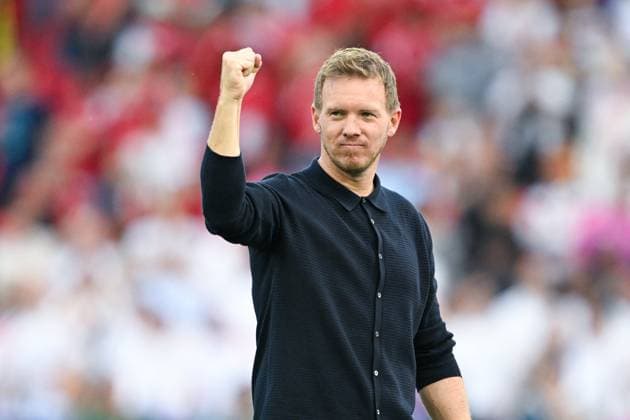 Euro 2024 Germany Hungary on 19 06 2024 in the MHPArena in Stuttgart National coach Julian Nagelsmann Germany cheers after the match MT