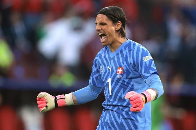 Cologne, Germany, 19th June 2024. Yann Sommer of Switzerland celebrates after team mate Xherdan Shaqiri scored to level the game at 1-1 during the UEFA European Championships match at Cologne Stadium, Cologne. Picture credit should read: Jonathan Moscrop Sportimage EDITORIAL USE ONLY. No use with unauthorised audio, video, data, fixture lists, club league logos or live services. Online in-match use limited to 120 images, no video emulation. No use in betting, games or single club league player publications. SPI-3186-0021