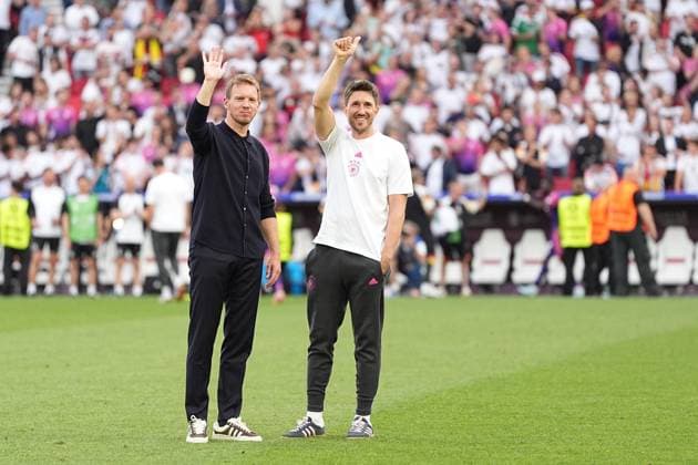 Julian Nagelsmann coach Germany waves to his girlfriend after the 2 group match of the European Championship Germany Hungary on 19 06 2024 Stuttgart Stuttgart Arena Baden Württemberg Germany