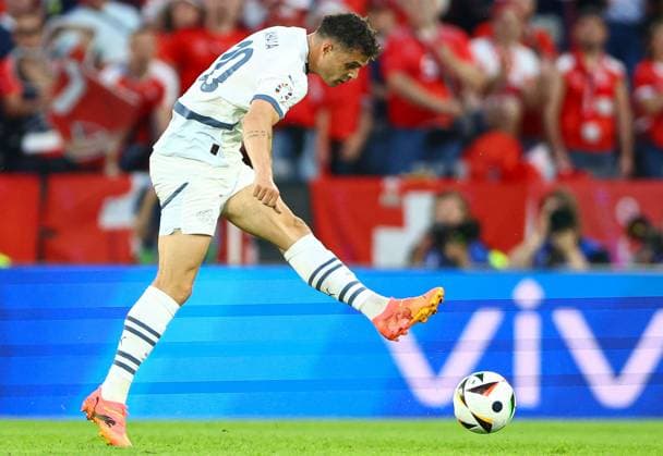Granit Xhaka of Switzerland Scotland v Switzerland, UEFA European Championship, EM, Europameisterschaft 2024, Group A, Football, Cologne Stadium, Cologne, Germany, 19 Jun 2024 EDITORIAL USE ONLY No use with unauthorised audio, video, data, fixture lists, club league logos or live services. Online in-match use limited to 120 images, no video emulation. No use in betting, games or single club league player publications. Copyright: xKieranxMcManus Shutterstockx 14543653gf