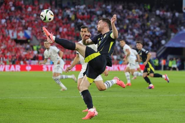 Scotland v Switzerland UEFA EURO, EM, Europameisterschaft,Fussball 2024 Group A Andrew Robertson of Scotland clears the ball during the UEFA Euro 2024 Group A match between Scotland and Switzerland at RheinEnergieStadion, Cologne Copyright: xPaulxChestertonx FIL-20271-0244 UK Newspapers OUT