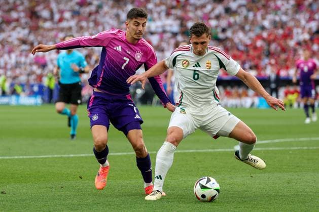 in duel, action, with Kai Havertz 7 Germany , Willi Orban 6 Hungary , Germany vs Hungary, Football, UEFA Euro 2024, Group stage, Matchday 2, 19 06 2024 Stuttgart Baden Wuerttemberg Germany Copyright: xkolbert-press ChristianxKolbertx