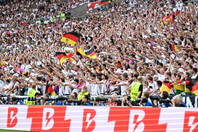 x EM 2024 Germany Hungary on 19 06 2024 in the MHPArena in Stuttgart Fans of the German national team make a LoOla wave MT