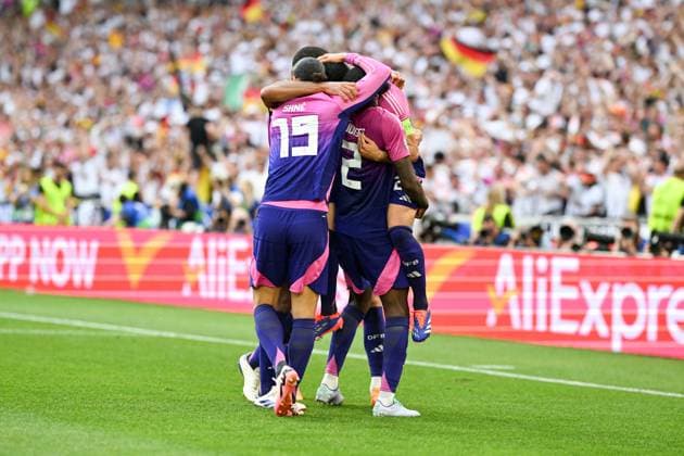 Euro 2024 Germany Hungary on 19 06 2024 at the MHPArena in Stuttgart Ilkay Gündogan Guendogan Germany celebrates after his goal for 2 0 with Antonio Rüdiger Ruediger Germany MT