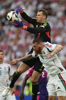Manuel Neuer (Germany)Martin Adam (Hungary) during the UEFA EURO, EM, Europameisterschaft,Fussball Germany 2024 match between Germany 2-0 Hungary at Stuttgart Arena on June 19, 2024 in Stuttgart, Germany. Noxthirdxpartyxsales  (256971007)