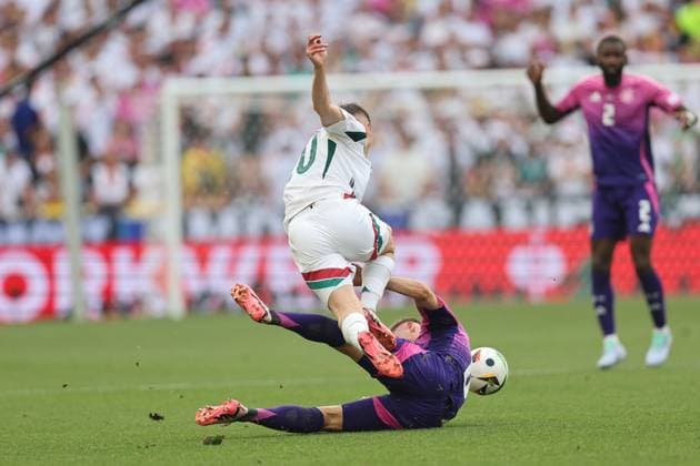 Roland Sallai (Hungary)Joshua Kimmich (Germany) during the UEFA EURO, EM, Europameisterschaft,Fussball Germany 2024 match between Germany 2-0 Hungary at Stuttgart Arena on June 19, 2024 in Stuttgart, Germany. Noxthirdxpartyxsales  (256971116)