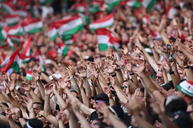 Supporters (Hungary) during the UEFA EURO, EM, Europameisterschaft,Fussball Germany 2024 match between Germany 2-0 Hungary at Stuttgart Arena on June 19, 2024 in Stuttgart, Germany. Noxthirdxpartyxsales  (256971158)