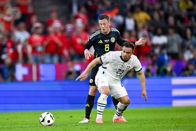 Xherdan Shaqiri (Switzerland)Callum McGregor (Scotland) during the UEFA EURO, EM, Europameisterschaft,Fussball Germany 2024 match between Switzerland 1-1 Scotland at Cologne Stadium on June 19, 2024 in Cologne, Germany. Noxthirdxpartyxsales  (256971488)