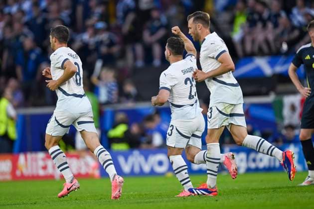 Xherdan Shaqiri (Switzerland) celebrates after scoring his team s first goal during the UEFA EURO, EM, Europameisterschaft,Fussball Germany 2024 match between Switzerland 1-1 Scotland at Cologne Stadium on June 19, 2024 in Cologne, Germany. Noxthirdxpartyxsales  (256971540)