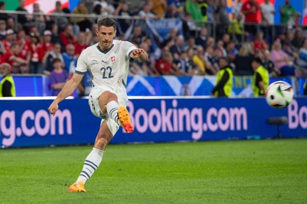 SCHAER Fabian Schär SUI Action, Single Action, Group Stage Group A Scotland SCO Switzerland SUI 1 1 on 19 06 2024 Stadion Koeln, Cologne Stadium, Football UEFA EURO 2024 GERMANY from 14 06 2024 14 07 2024 Â
