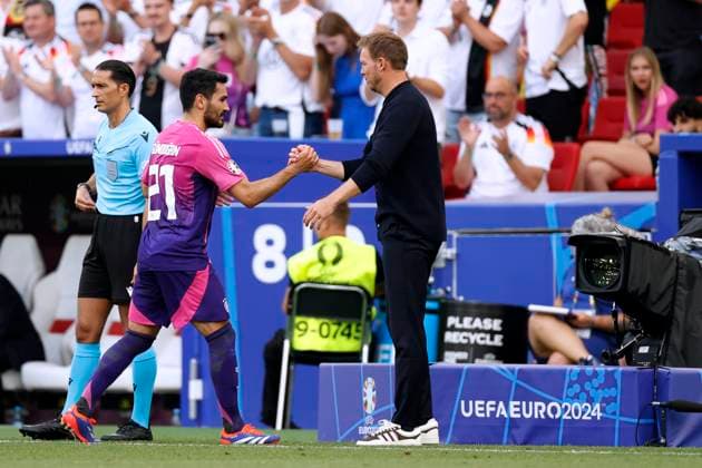 NAGELSMANN Julian Coach Team Germany during the substitution of captain GUENDOGAN Ilkay UEFA European Football Championship 2024 in Germany Match Germany Hungary 2 0 on 19 06 2024 in Stuttgart DFL REGULATIONS PROHIBIT ANY USE OF PHOTOGRAPHS as IMAGE SEQUENCES and or QUASI VIDEO Copyright: xLacixPerenyix