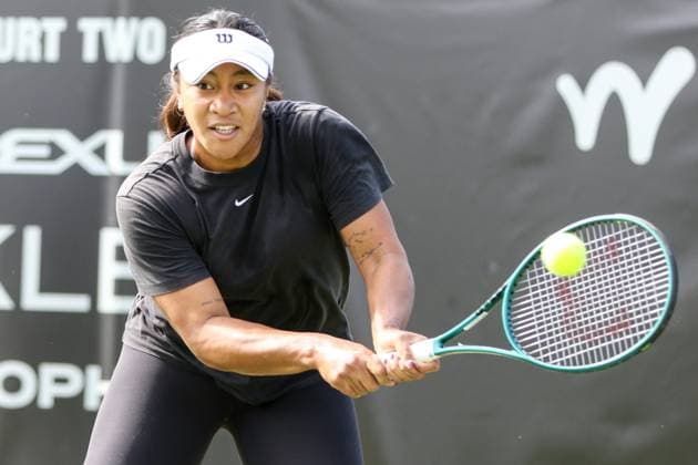Ilkley Tennis Club, England, June 19th 2024: Destanee Aiava during W100 Ilkley doubles match against Elena-Gabriela Ruse and Kristina Mladenovic at Ilkley Tennis Club on June 19th 2024. (Sean Chandler SPP) Copyright: xSeanxChandlerx xSPPx spp-en-SeChSp-W100 Ilkley - Elena-Gabriela Ruse - Kristina Mladenovic v Destanee Aiava - Maya Joint - Ilkley Tennis Club-6