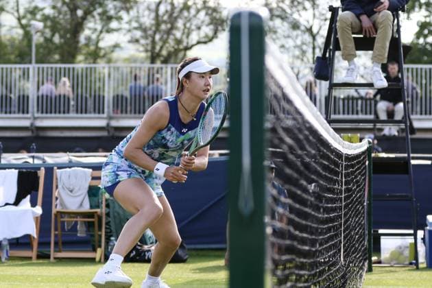Ilkley Tennis Club, England, June 19th 2024: Qianhui Tang during W100 Ilkley doubles match against Ann Li and Rebecca Marino at Ilkley Tennis Club on June 19th 2024. (Sean Chandler SPP) Copyright: xSeanxChandlerx xSPPx spp-en-SeChSp-W100 Ilkley - Ann Li - Rebecca Marino v Quinn Gleason - Qianhui Tang - Ilkley Tennis Club-23