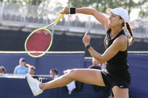 Ilkley Tennis Club, England, June 19th 2024: Quinn Gleason during W100 Ilkley doubles match against Ann Li and Rebecca Marino at Ilkley Tennis Club on June 19th 2024. (Sean Chandler SPP) Copyright: xSeanxChandlerx xSPPx spp-en-SeChSp-W100 Ilkley - Ann Li - Rebecca Marino v Quinn Gleason - Qianhui Tang - Ilkley Tennis Club-28