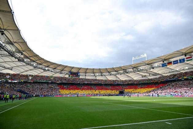 Fan choreography of the German fans before the match 19 06 2024, European Football Championship 2024, preliminary round, 2 match day Germany Hungary 2 0 Stuttgart MHP Arena Baden Württemberg Germany Team2