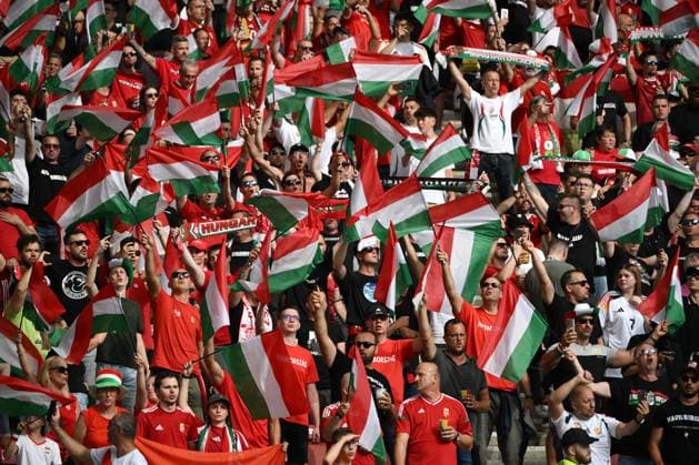 Mood before kick-off among the Hungarian fans 19 06 2024, European Football Championship 2024, Preliminary round, Matchday 2 Germany Hungary 2 0 Stuttgart MHP Arena Baden Württemberg Germany Team2