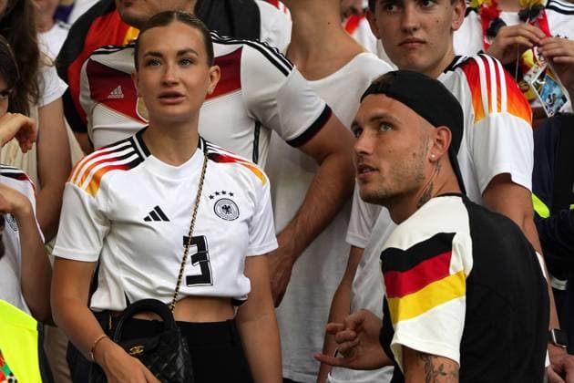 EURO 2024, Fussball, UEFA EURO, EM, Europameisterschaft,Fussball 2024, EM 2024, Gruppenphase, Gruppe A, Deutschland-Ungarn, 19.06.2024, Stuttgartarena Stuttgart Eva Katharina, Freundin von David Raum Deutschland, *** EURO 2024, Football, UEFA Euro 2024, Euro 2024, Group stage, Group A, Germany Hungary, 19 06 2024, Stuttgartarena Stuttgart Eva Katharina, girlfriend of David Raum Germany,