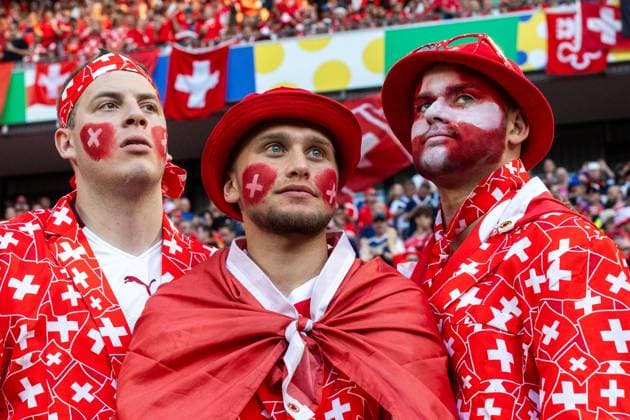 Scotland v Switzerland - UEFA EURO, EM, Europameisterschaft,Fussball 2024 Switzerland fans are gathering during the UEFA Euro 2024 Group A match between Scotland v Switzerland, at the Cologne Stadium in Cologne, Germany, on June 19, 2024. Cologne Germany  Copyright: xAndrzejxIwanczukx originalFilename:iwanczuk-scotland240619_npFCJ.jpg