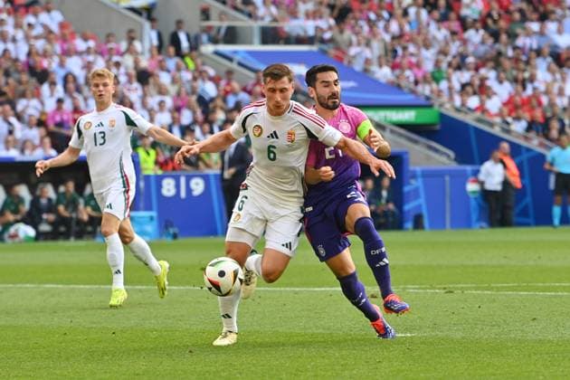 Controversial scene before the goal for 1 0, Ilkay Guendogan GER , action,duel against Willi ORBAN HUN Group stage Group A Germany GER Hungary HUN 2 0 on 19 06 2024, Stuttgart Arena Football UEFA EURO 2024 GERMANY from 14 06 2024 14 07 2024