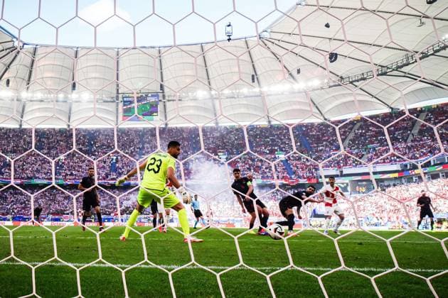 Goal to 1 1 Andrej Kramaric Croatia, 09 , Remote back goal camera GER, Croatia vs Albania, European Football Championship, UEFA Euro 2024, Matchday 2, 19 06 2024 GER, Croatia vs Albania, European Football Championship, UEFA Euro 2024, Matchday 2, 19 06 2024 Hamburg Copyright: xEibner-Pressefoto MarcelxvonxFehrnx EP_MFN