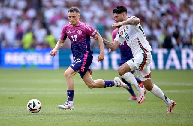 Football Euro 2024 Group A 19 06 2024 Germany Hungary Florian Wirtz left, Germany v Dominik Szoboszlai right, Hungary