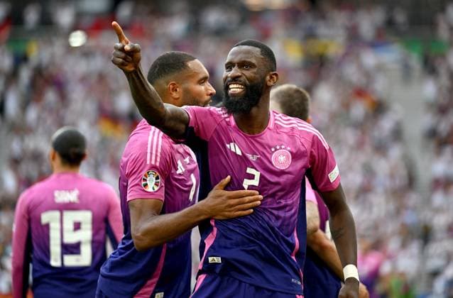 Football Euro 2024 Group A 19 06 2024 Germany Hungary Germany Germany celebrating after the 2-0 goal, Jonathan Tah with Antonio Ruediger from left