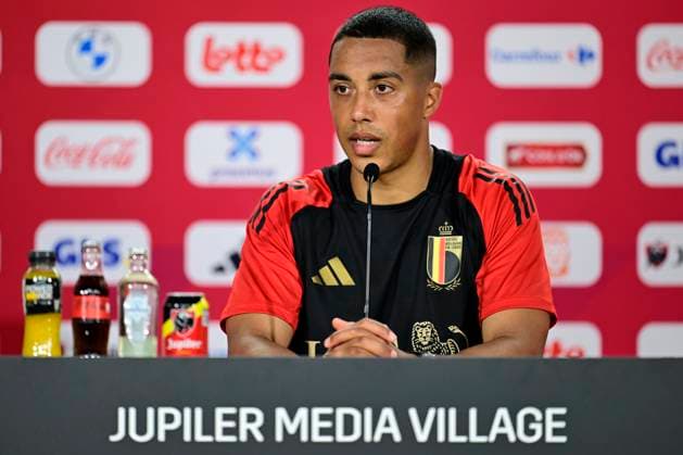 Belgium Media Activities - UEFA EURO, EM, Europameisterschaft,Fussball 2024 20 06 2024 FREIBERG AM NECKA, GERMANY - JUNE 20 : Tielemans Youri midfielder of Belgium talking to the press during a press conference, PK, Pressekonferenz of the Belgian Red Devils at the UEFA EURO 2024 European Football Championship tournament on June 20, 2024 in Freiberg am Necka, Germany, 20 06 2024 Freiberg am Necka Germany  Copyright: xPeterxDexVoechtx
