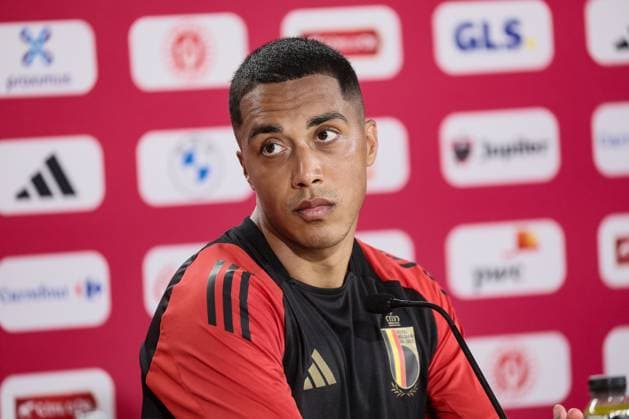 Belgium s Youri Tielemans pictured during a press moment of Belgian national soccer team Red Devils, Thursday 20 June 2024 at their base camp in Freiberg am Neckar, Germany, during the UEFA EURO, EM, Europameisterschaft,Fussball 2024 European Soccer Championships. The Red Devils play in Group E at the Euro 2024 European Championships in Germany. BRUNOxFAHY  x94916439x