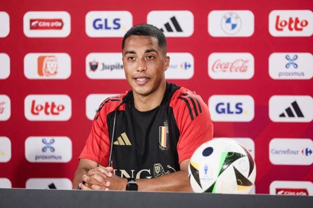 Belgium s Youri Tielemans pictured during a press moment of Belgian national soccer team Red Devils, Thursday 20 June 2024 at their base camp in Freiberg am Neckar, Germany, during the UEFA EURO, EM, Europameisterschaft,Fussball 2024 European Soccer Championships. The Red Devils play in Group E at the Euro 2024 European Championships in Germany. BRUNOxFAHY  x94916511x