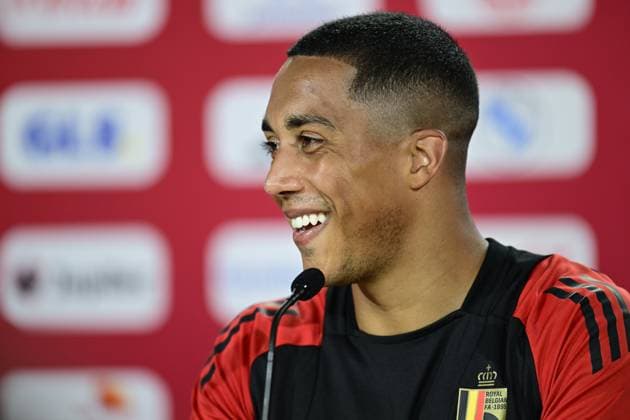 Belgium Media Activities - UEFA EURO, EM, Europameisterschaft,Fussball 2024 20 06 2024 FREIBERG AM NECKA, GERMANY - JUNE 20 : Tielemans Youri midfielder of Belgium talking to the press during a press conference, PK, Pressekonferenz of the Belgian Red Devils at the UEFA EURO 2024 European Football Championship tournament on June 20, 2024 in Freiberg am Necka, Germany, 20 06 2024 Freiberg am Necka Germany  Copyright: xPeterxDexVoechtx