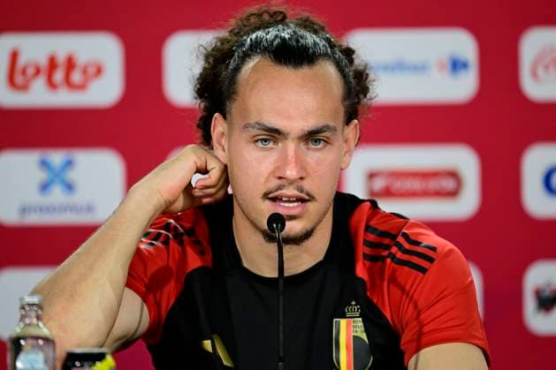 Belgium Media Activities - UEFA EURO, EM, Europameisterschaft,Fussball 2024 20 06 2024 FREIBERG AM NECKA, GERMANY - JUNE 20 : Theate Arthur defender of Belgium talking to the press during a press conference, PK, Pressekonferenz of the Belgian Red Devils at the UEFA EURO 2024 European Football Championship tournament on June 20, 2024 in Freiberg am Necka, Germany, 20 06 2024 Freiberg am Necka Germany  Copyright: xPeterxDexVoechtx