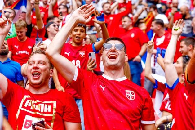 MUNCHEN, 20-06-2024, Allianz Arena. European Football Championship Euro2024, Group stage match no.18 between Slovenia and Serbia, fans Slovenia - Serbia (Euro2024)  x25540472x Copyright: