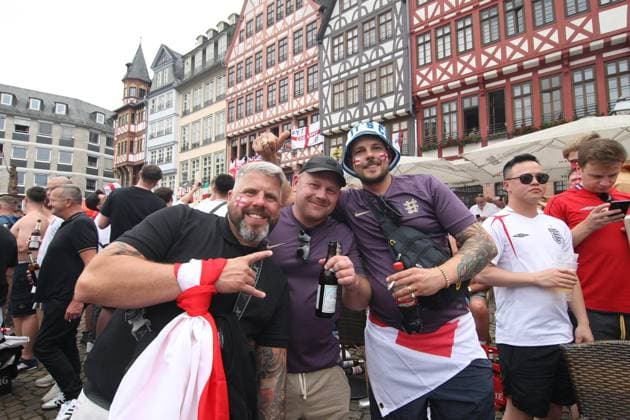 Fans vor dem Spiel der Fußball-Europameisterschaft EURO 2024 Dänemark-England in Frankfurt am Main , Hessen , Deutschland . Juni 20, 2024. Copyright: xx
