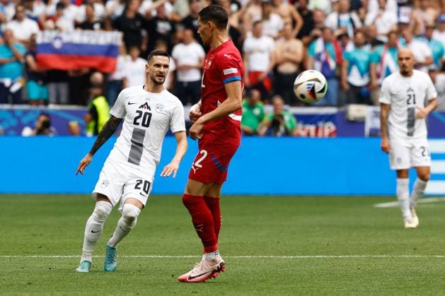 MUNCHEN, 20-06-2024, Allianz Arena. European Football Championship Euro2024, Group stage match no.18 between Slovenia and Serbia, Slovenia player Petar Stojanovic Slovenia - Serbia (Euro2024)  x25540720x Copyright:
