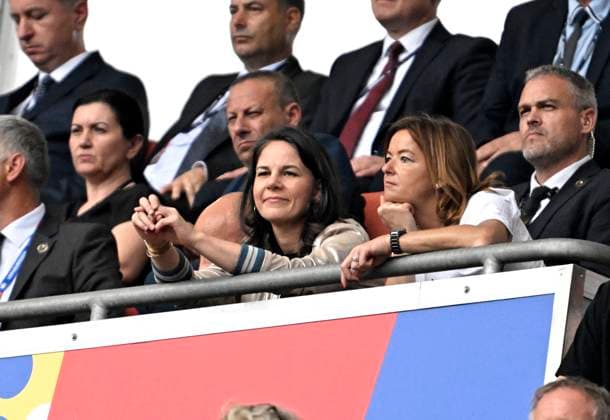 20 06 2024, Football UEFA EURO 2024, preliminary round, Group C, Slovenia Serbia, in the Munich Football Arena Federal Foreign Minister Annalena Baerbock Germany among the spectators in the main stand