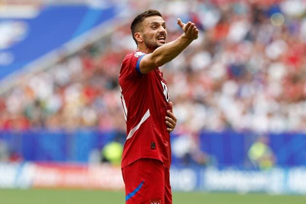 MUNCHEN, 20-06-2024, Allianz Arena. European Football Championship Euro2024, Group stage match no.18 between Slovenia and Serbia, Serbia player Dusan Tadic Slovenia - Serbia (Euro2024)  x25541068x Copyright: