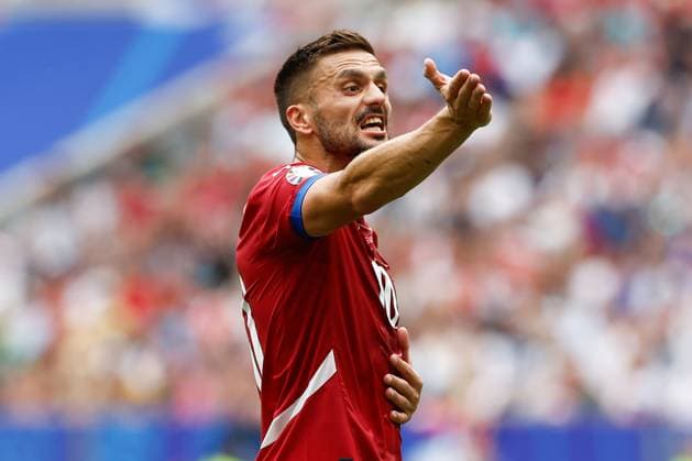 MUNCHEN, 20-06-2024, Allianz Arena. European Football Championship Euro2024, Group stage match no.18 between Slovenia and Serbia, Serbia player Dusan Tadic Slovenia - Serbia (Euro2024)  x25541070x Copyright: